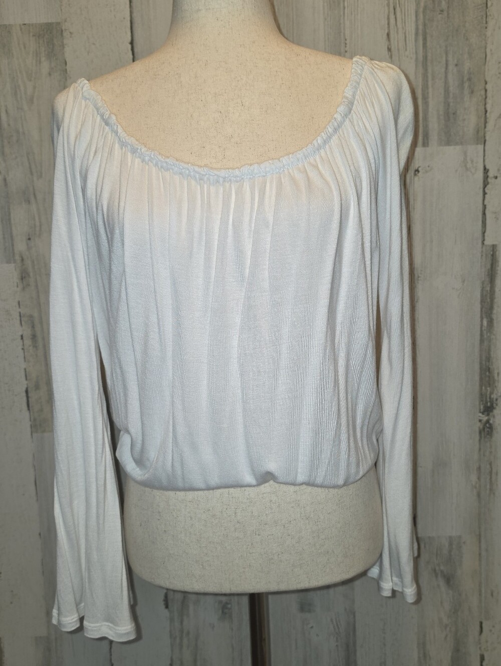 Lascana for Venus Boho Peasant Off Shoulder White Blouson Top Long Sleeve M